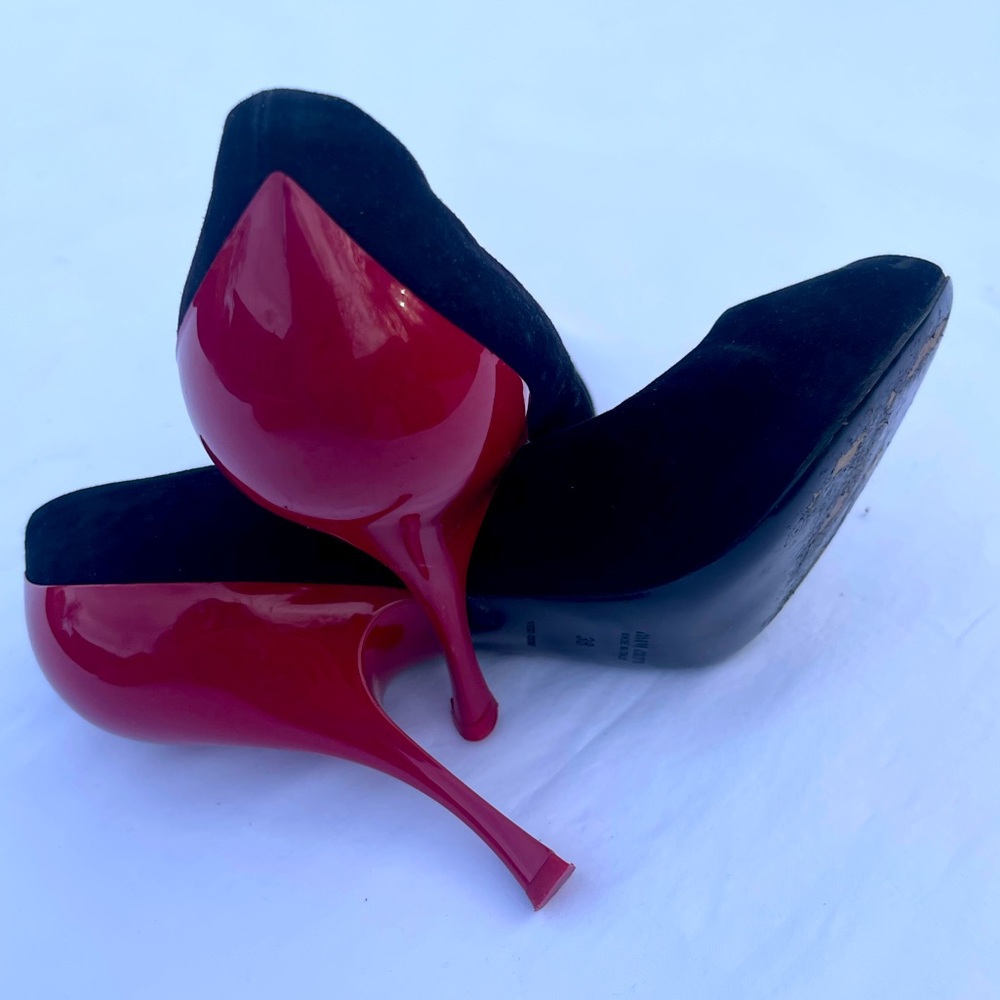 Pre-Owned Miu Miu Colorblock Pumps Black Suede Wi… - image 5